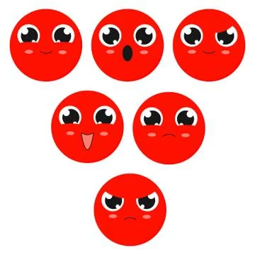 Set of Red Nose emoticons. Vector cartoon illustrations. Stock Illustration