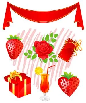 Set of red objects Stock Illustration