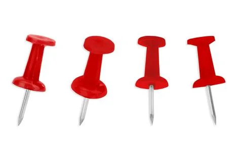 Set of red office buttons in close-up isolated on white Stock Photos