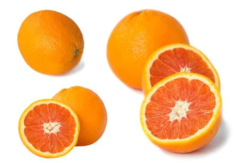 Set of Red orange fruit isolated on white Stock Photos