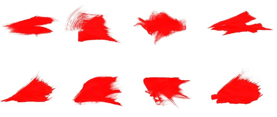 Set of red paint brushes for draw Stock Illustration