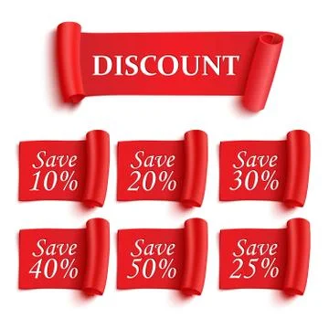 Set of red paper stickers Иллюстрация
