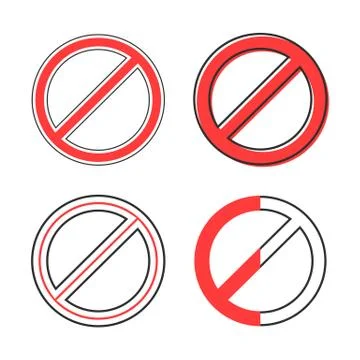 Set of red prohibition sign Stock Illustration