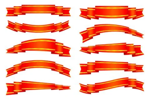 Set of red ribbon banners Illustrazione stock