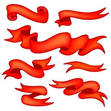 Set of red ribbon banners Stock Illustration