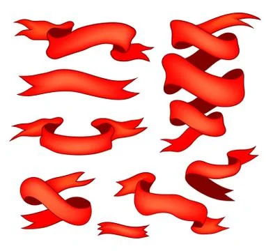 Set of red ribbon banners Stock Illustration