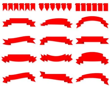 Set of red ribbon banners vector Stock Illustration