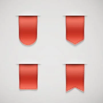 Set of red ribbons different shapes Stock Illustration