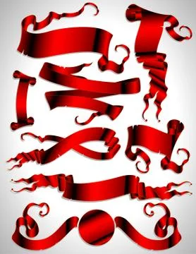 Set of red ribbons Stock Illustration