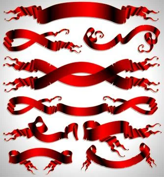 Set of red ribbons Stock Illustration