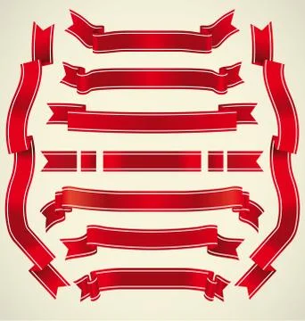 Set of red ribbons 库存插图