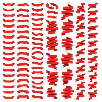Set of red ribbons Stock Illustration