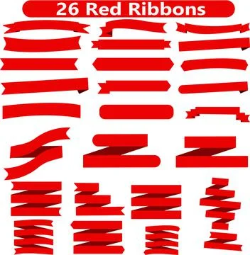 Set of red ribbons. Star mark. Vintage. A simple collection of ribbons. Stock Illustration
