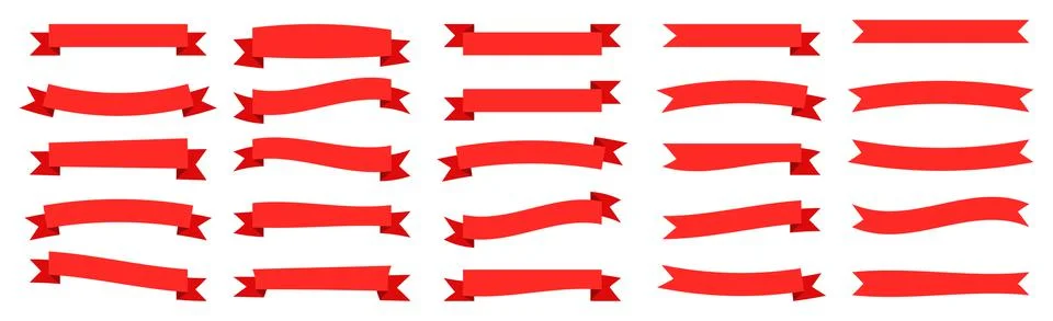Set of red ribbons. Vector flat ribbons Stock Illustration
