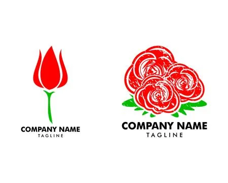 Set of Red rose logo template Vector illustration 스톡 일러스트