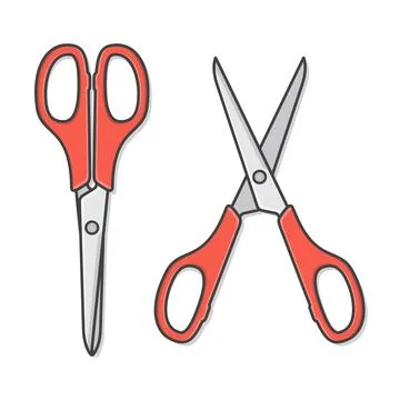 Set Of Red Scissors In Open And Close Position Vector Icon Illustration Stock Illustration
