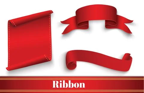 Set of red scrolls.banner label.wrapped paper.vector illustration Stock Illustration