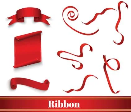 Set of red scrolls.banner label.wrapped paper.vector illustration Illustrazione stock