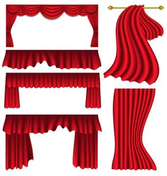 Set of red silk curtains Stock Illustration