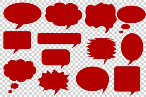 Set of red speech bubbles isolated on transparent background. png format Illustrazione stock