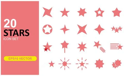 Set of red stars on white background. Vector illustration. Stock Illustration