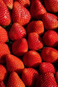 Set of red strawberries on the board, large ripe strawberries, rhythm close up Stock Photos