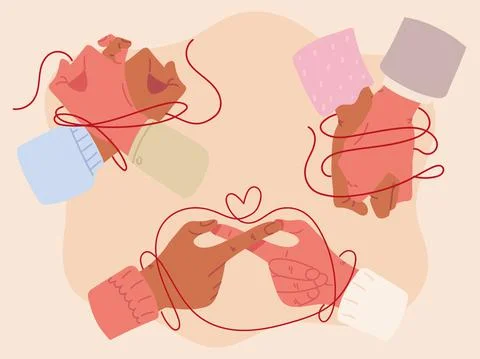 Set, red string of destiny Stock Illustration