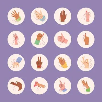 Set of red string on hands Stock Illustration