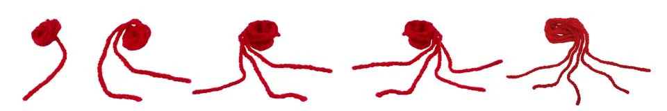 Set of Red string Kabbalah isolated on white background. Stock Photos