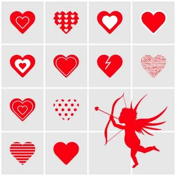 Set of red vector hearts Stock Illustration