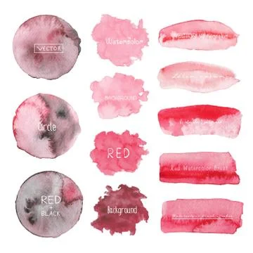 Set of Red watercolour on white background, Watercolor logo, Vector illustrat Stock Illustration