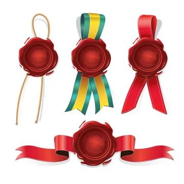 Set of red Wax seals. Ilustração Stock