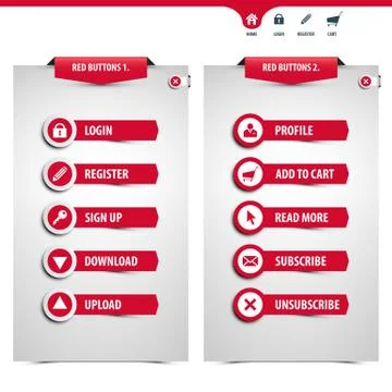 Set of red web buttons Stock Illustration