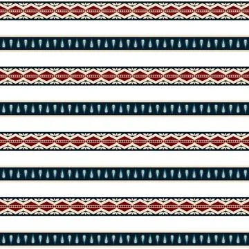 A set of red, white and blue striped seamless borders Stock Illustration