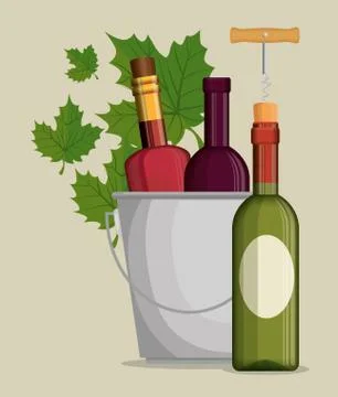 Set red wine bottles Stock Illustration