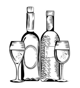 Set red wine bottles Stock Illustration