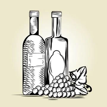 Set red wine bottles Stock Illustration
