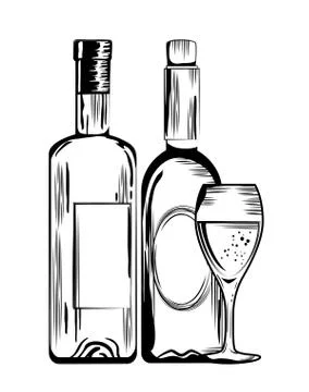 Set red wine bottles Stock Illustration