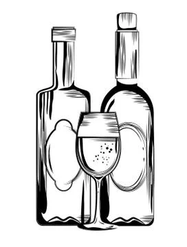 Set red wine bottles Stock Illustration