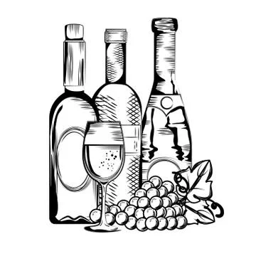 Set red wine bottles Stock Illustration
