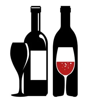 Set red wine bottles Stock Illustration