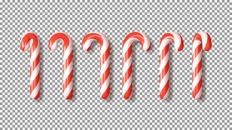 Set of red Xmas candy canes isolated on checkered background Stock Illustration