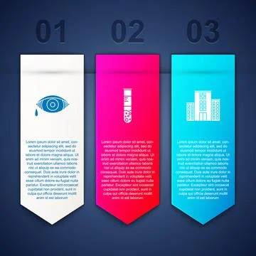 Set Reddish eye allergic conjunctivitis, Test tube and flask and Medical Stock Illustration