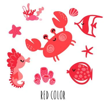 A set of reds objects Stock Illustration