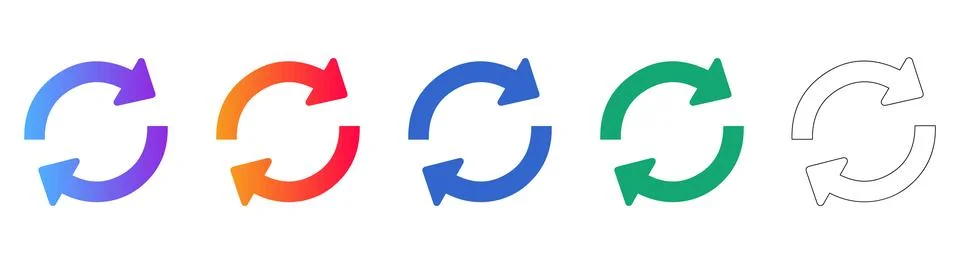 Set of Refresh and Reload Circular Arrow Icons Stock Illustration