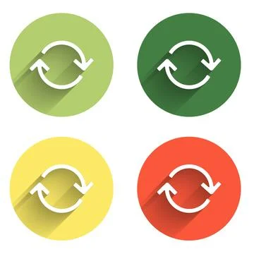 Set Refresh icon isolated with long shadow background. Reload symbol. Rotat.. Stock Illustration