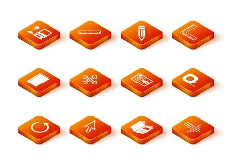 Set Refresh, Pixel arrow cursor, Book, arrows in four directions, Open book Stock Illustration