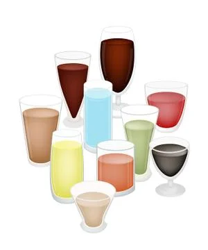 A Set of Refreshing Drink in Glass Stock Illustration