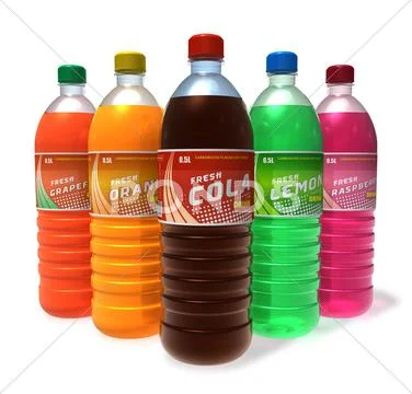Set of refreshing drinks in plastic bottles Stock Illustration