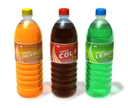 Set of refreshing drinks in plastic bottles Stock Illustration